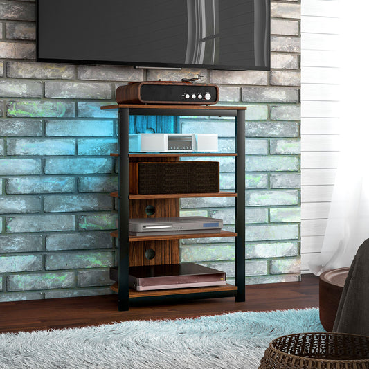 TV Stand with Lights, 4-Tier Storage Shelves for TVs up to 29"