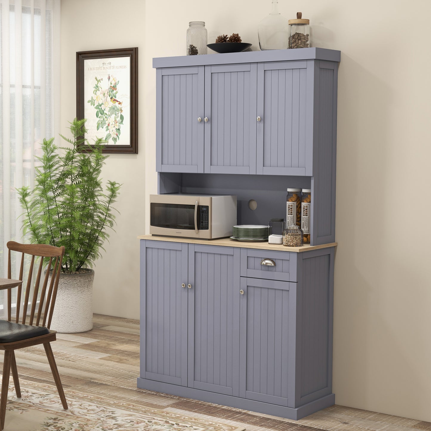 Kitchen Cupboard Storage Cabinet with Adjustable Shelves, Grey