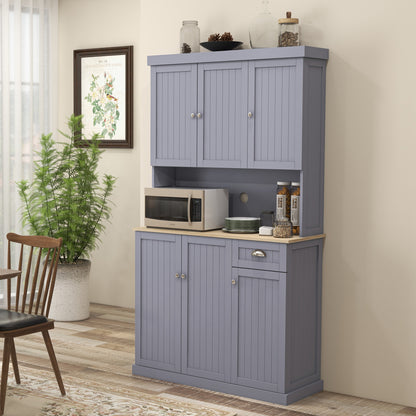 Kitchen Cupboard Storage Cabinet with Adjustable Shelves, Grey