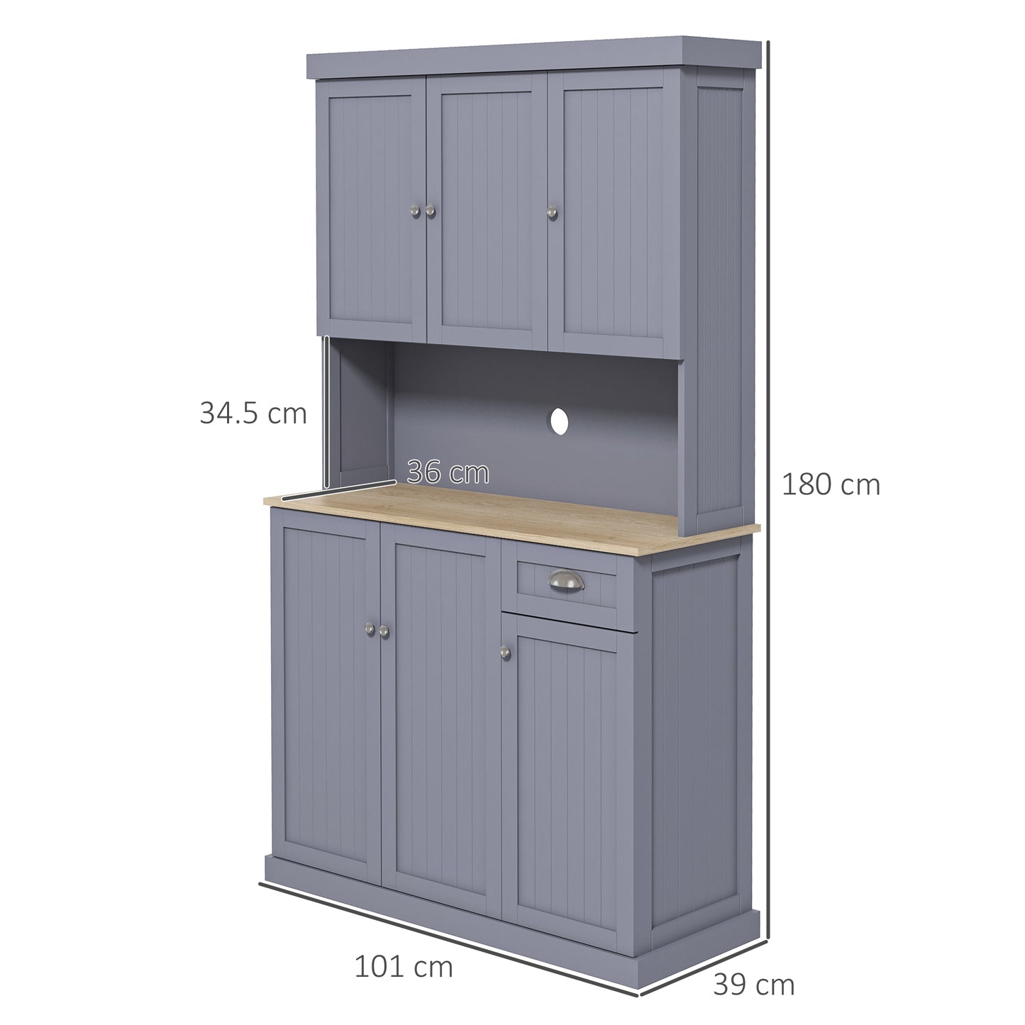 Kitchen Cupboard Storage Cabinet with Adjustable Shelves, Grey