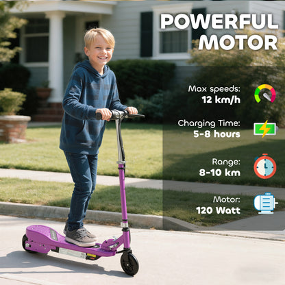 Foldable Kids E-Scooter, for Ages 7-14 Years, Purple
