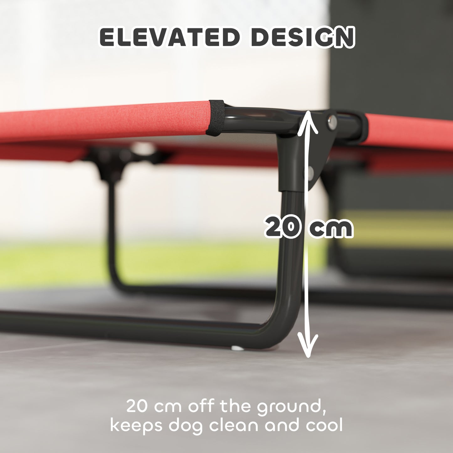 Raised Dog Bed with Breathable Mesh for Large Dogs, Red