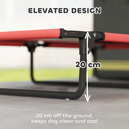 Raised Dog Bed with Breathable Mesh for Large Dogs, Red