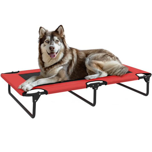 Raised Dog Bed with Breathable Mesh for Large Dogs, Red