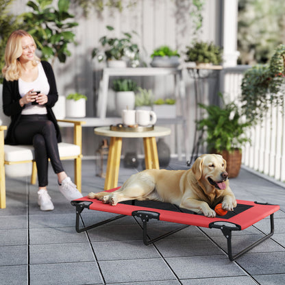 Raised Dog Bed with Breathable Mesh for Large Dogs, Red