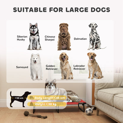 Raised Dog Bed with Breathable Mesh for Large Dogs, Red