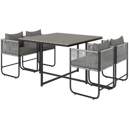Rattan Dining Set, Rattan Cube Dining Sets w/ Space-saving Design