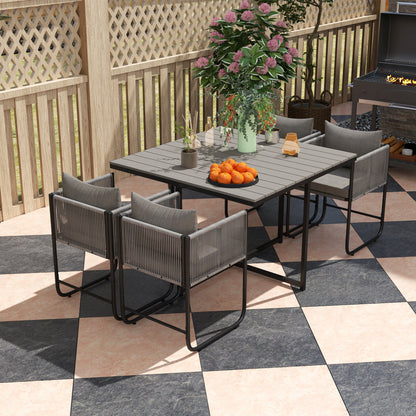 Rattan Dining Set, Rattan Cube Dining Sets w/ Space-saving Design
