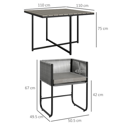 Rattan Dining Set, Rattan Cube Dining Sets w/ Space-saving Design