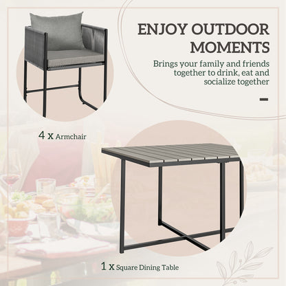 Rattan Dining Set, Rattan Cube Dining Sets w/ Space-saving Design