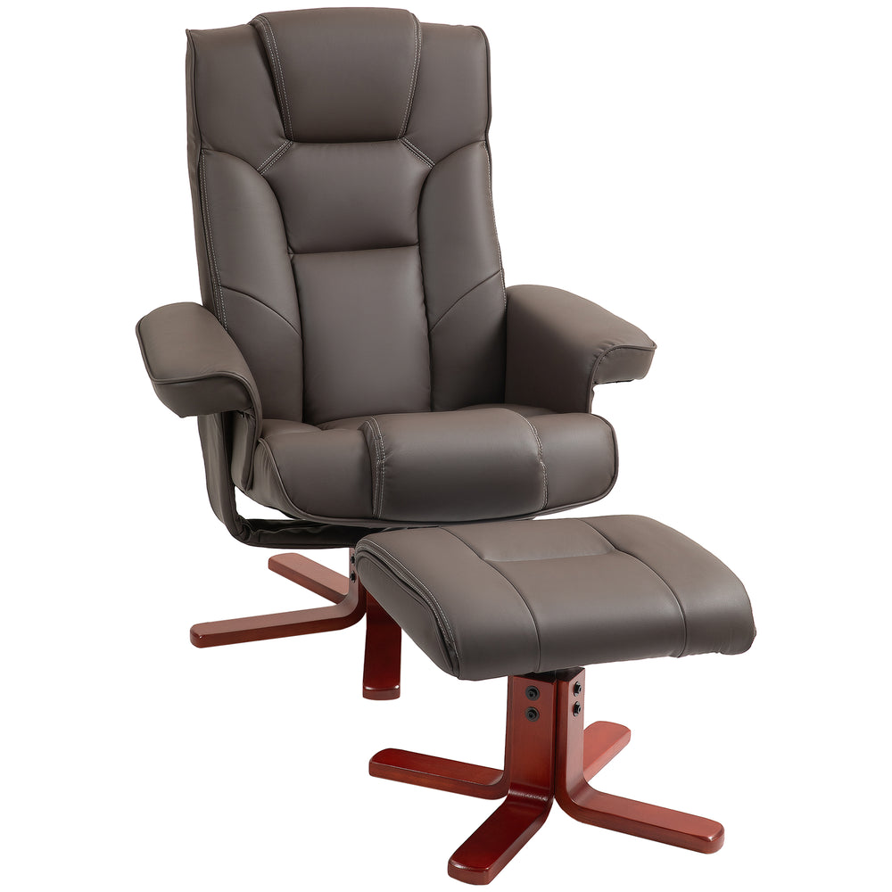 Reclining Armchair with Footstool and Adjustable Backrest, Brown