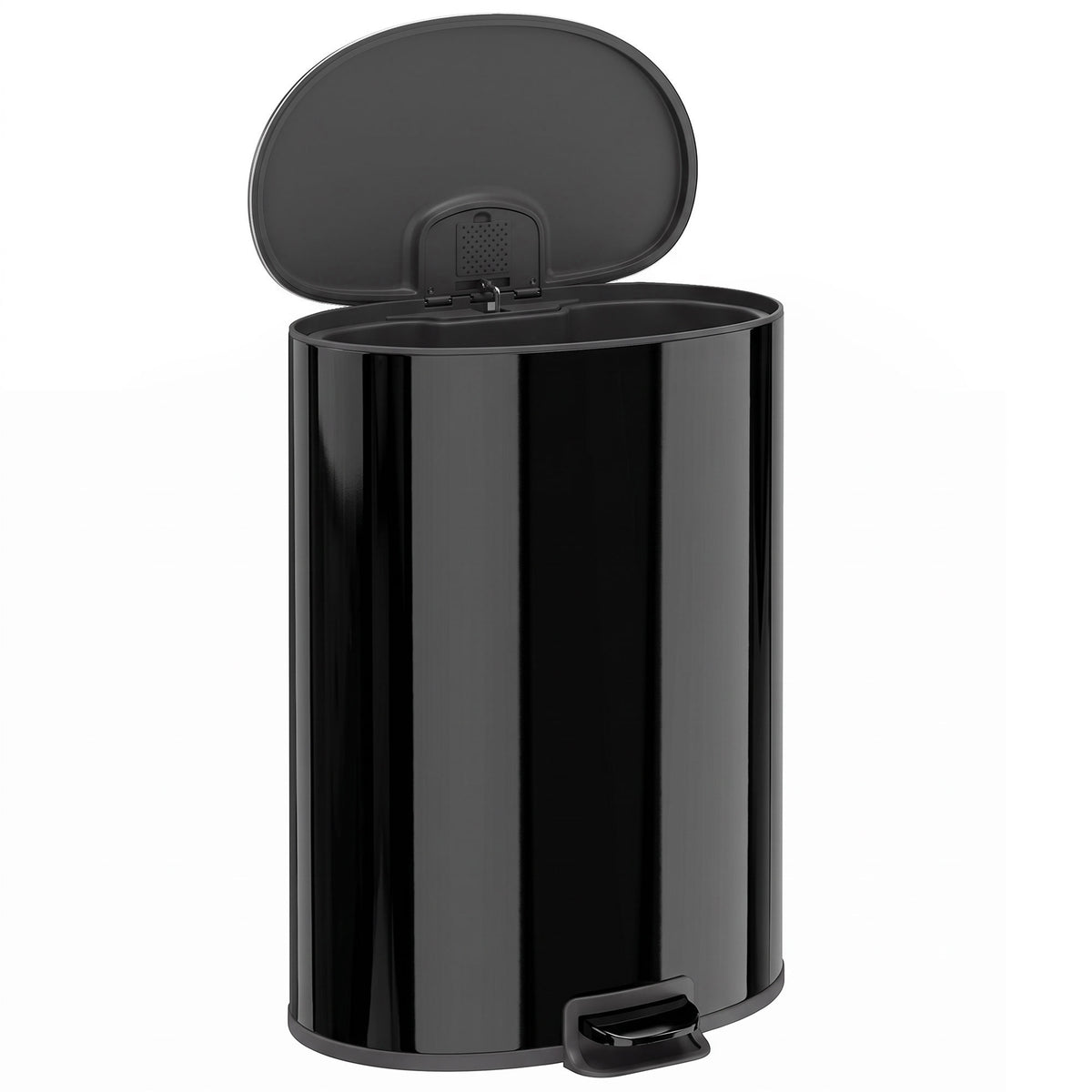 50L Stainless Steel Kitchen Pedal Bin with Soft-Close Lid - Black
