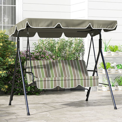 Outdoor 3-person Metal Porch Swing Chair Bench Canopy Green