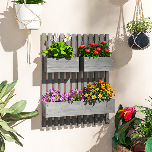 Wooden Garden Planters with Trellis Wall-mounted Raised Garden Bed