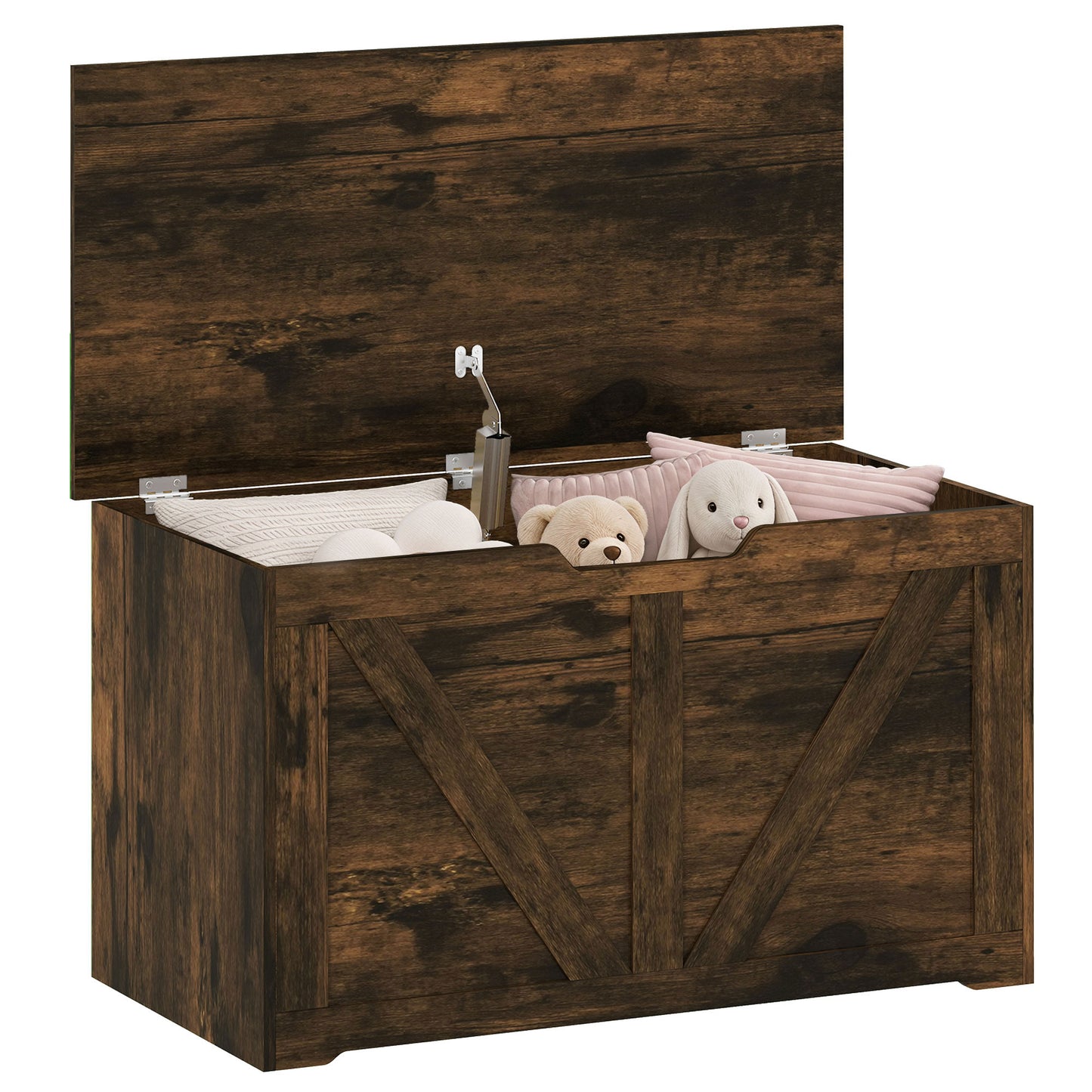 Storage Trunk for Living Room, with Safety Hinge, 80cm, Rustic Brown