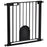 75-82 cm Pet Safety Gate Barrier, Stair Pressure Fit, w/ Small Door, Auto Close, Double Locking, for Doorways, Hallways, Black