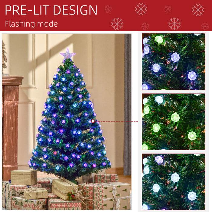 4FT Pre-Lit Artificial Christmas Tree w/ Fibre Optic Led Light Xmas Decorations