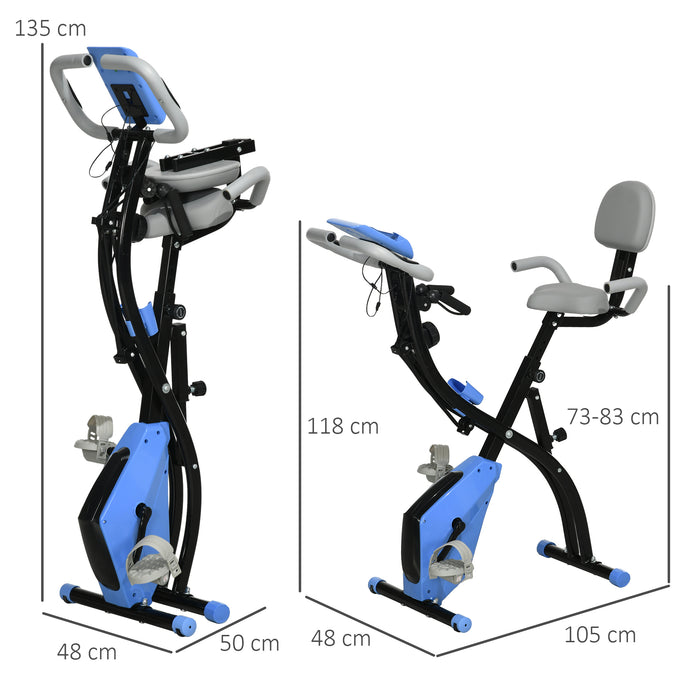 2-In-1 Folding Exercise Bike with 8-Level Magnetic Resistance Blue