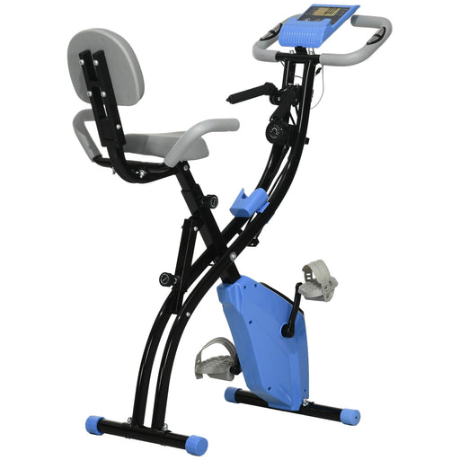 2-In-1 Folding Exercise Bike with 8-Level Magnetic Resistance Blue