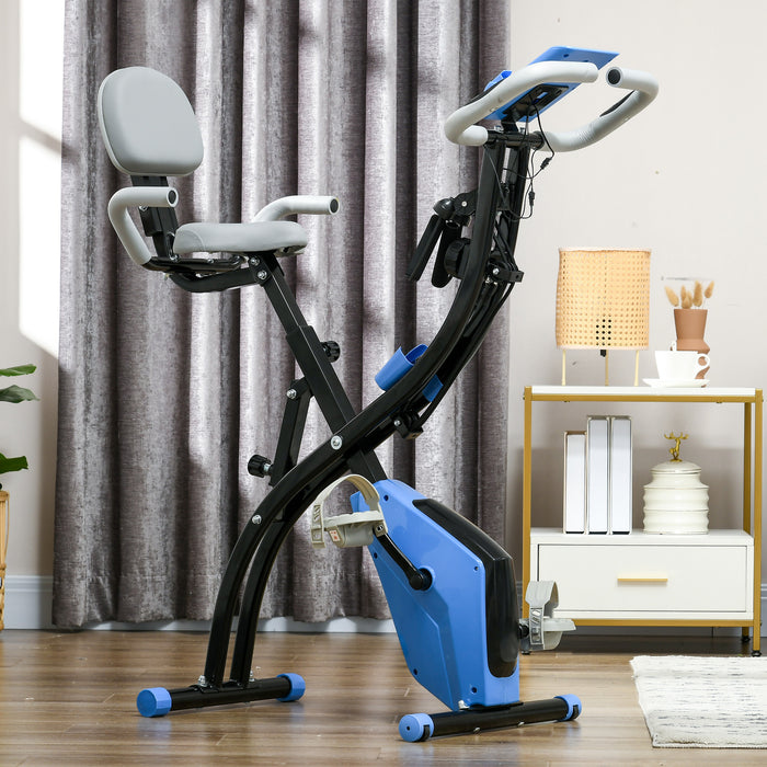 2-In-1 Folding Exercise Bike with 8-Level Magnetic Resistance Blue