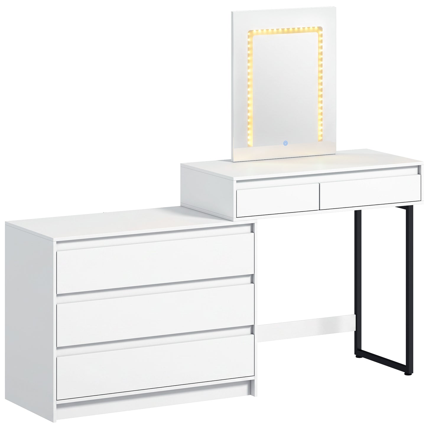 Vanity Makeup Desk LED Mirror Bedroom White