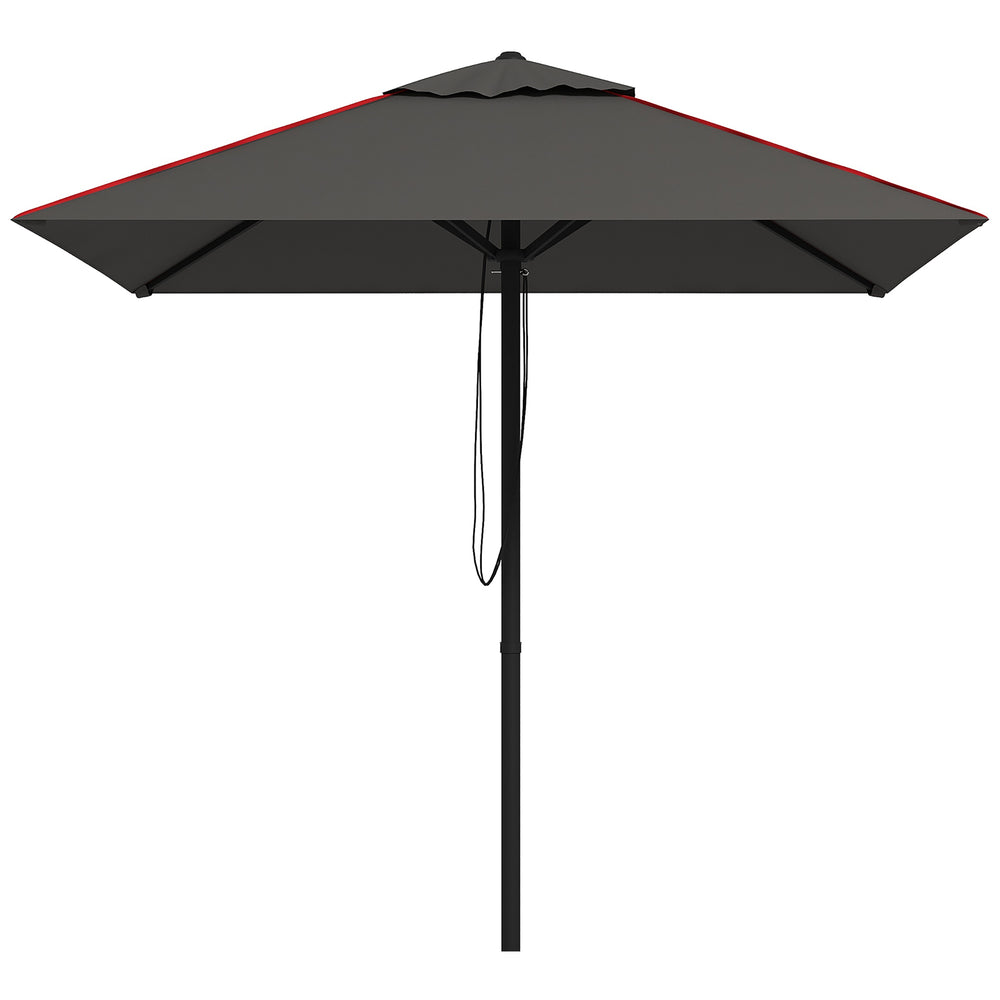 Patio Parasol Umbrella with Vent, Garden Market Table Umbrella Sun Shade Canopy with Piping Side, Grey