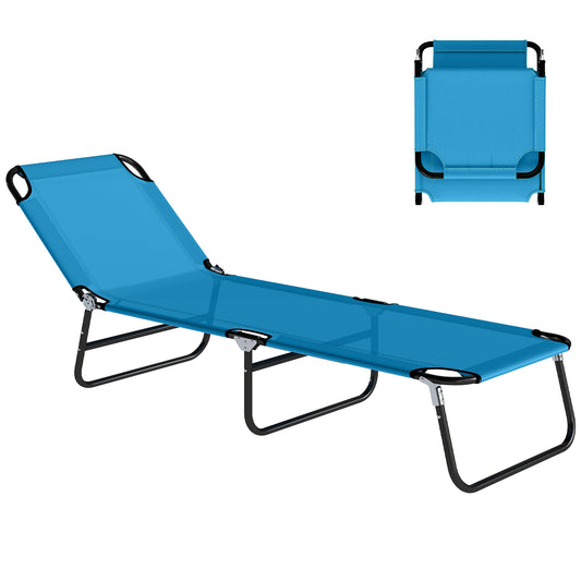 2 Piece Reclining Chaise Lounge with Adjustable Backrest, Sky Blue