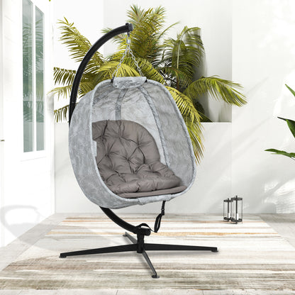 Hanging Egg Chair Outdoor Indoor Swing Chair, Folding Basket, Sand