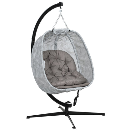 Hanging Egg Chair Outdoor Indoor Swing Chair, Folding Basket, Sand