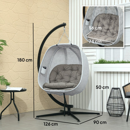 Hanging Egg Chair Outdoor Indoor Swing Chair, Folding Basket, Sand