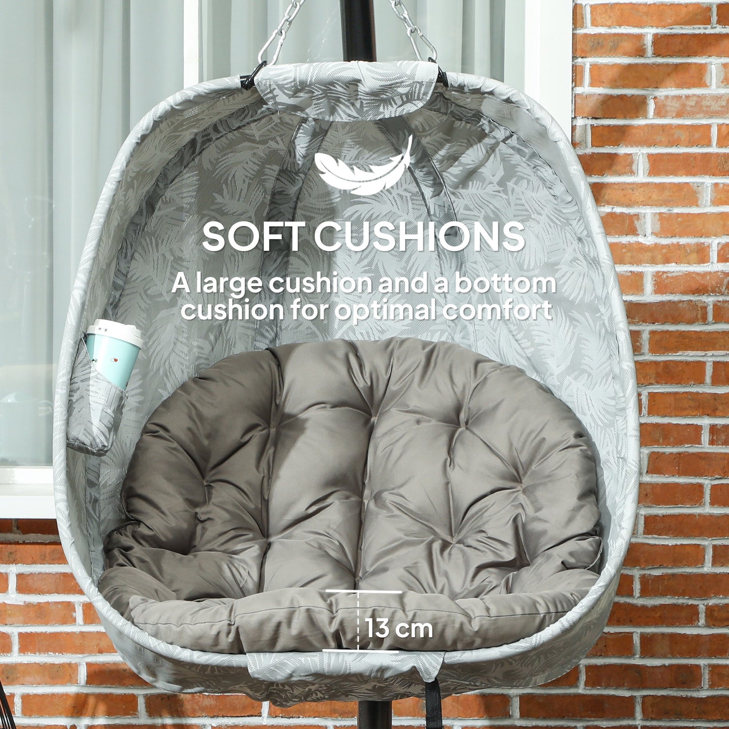 Hanging Egg Chair Outdoor Indoor Swing Chair, Folding Basket, Sand