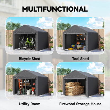 6.6 x 7.8ft Garden Storage Shed Tent Bike Tent, Dark Grey