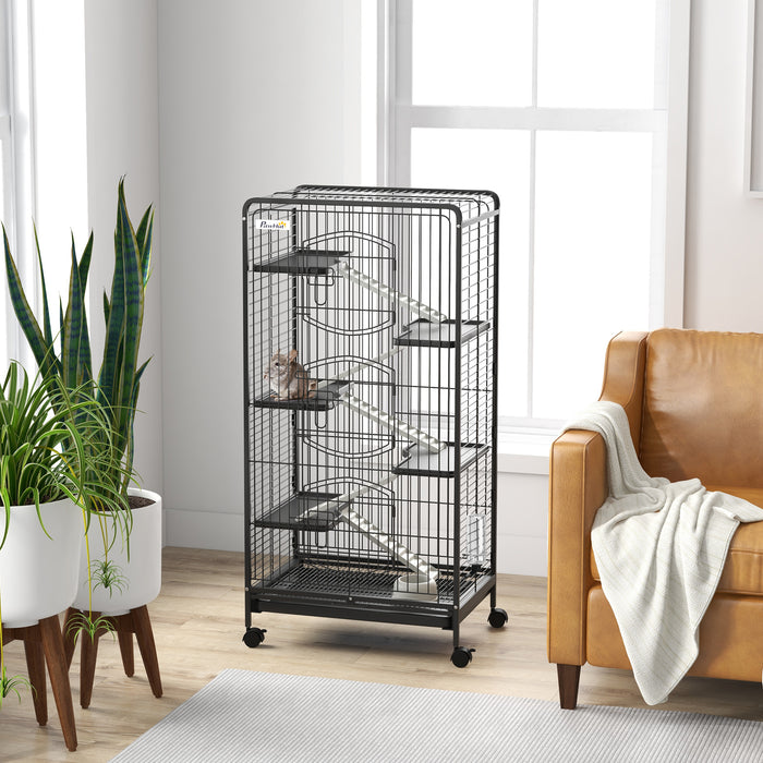 Five-Level Removable Small Animal Cage, 131cm - Black