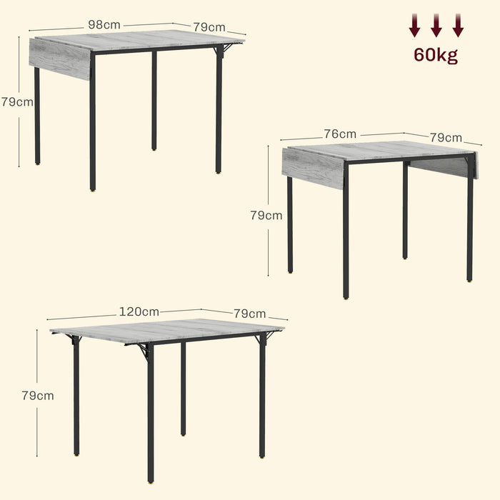 Folding Dining Table, Drop Leaf Table for 2-4 People, Grey