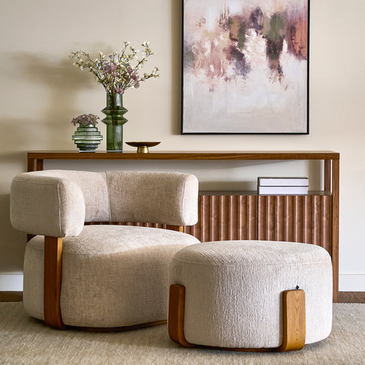 Pax Footstool Light Taupe - Chestnut