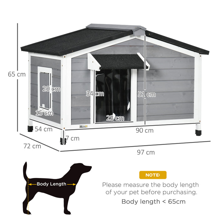 Wooden Dog Kennel for Outside 97L x 72W x 65Hcm, Grey