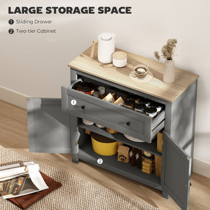 Sideboard Storage Cabinet with Adjustable Shelf, Drawer, Grey