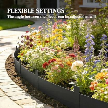 5pcs Garden Fence, No Dig Metal Outdoor Picket Fence Panels, Black