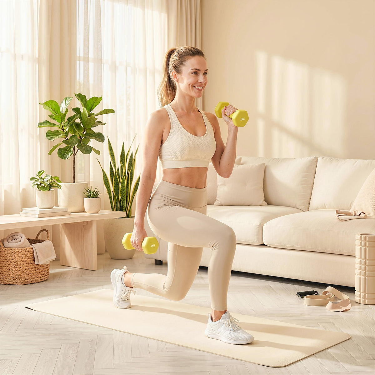 1kg Hexagonal Dumbbells (Set of 2) - Yellow
