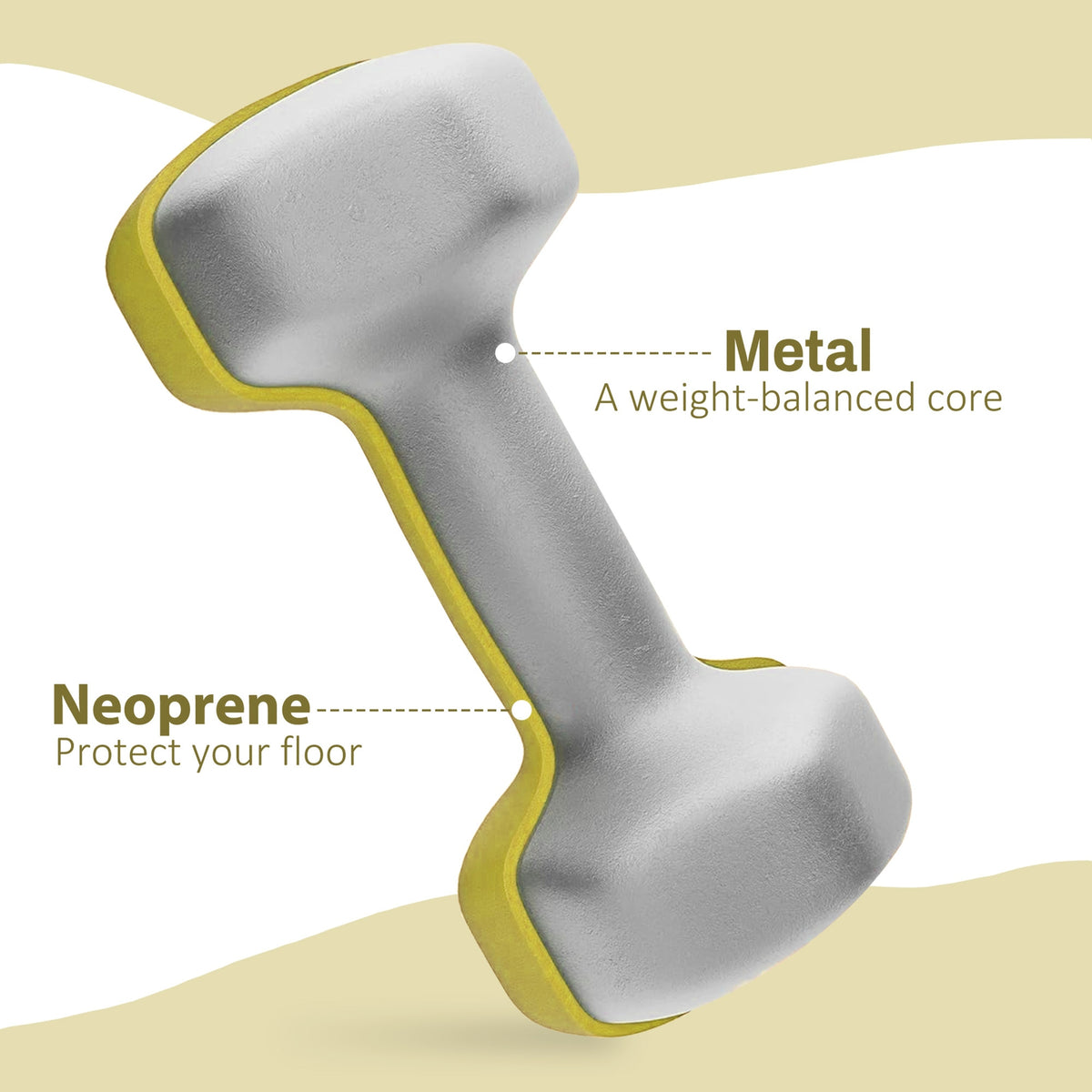 1kg Hexagonal Dumbbells (Set of 2) - Yellow