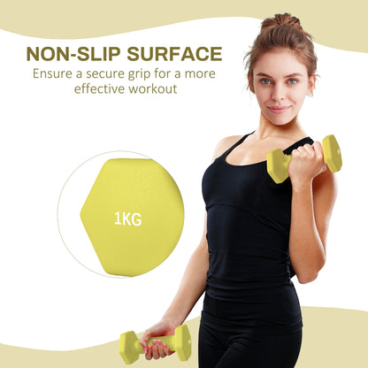 1kg Hexagonal Dumbbells (Set of 2) - Yellow