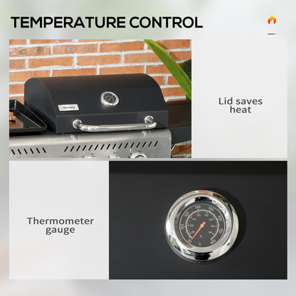 Gas Grill and Plancha with 12 kW 4+1 Burners for Garden Party