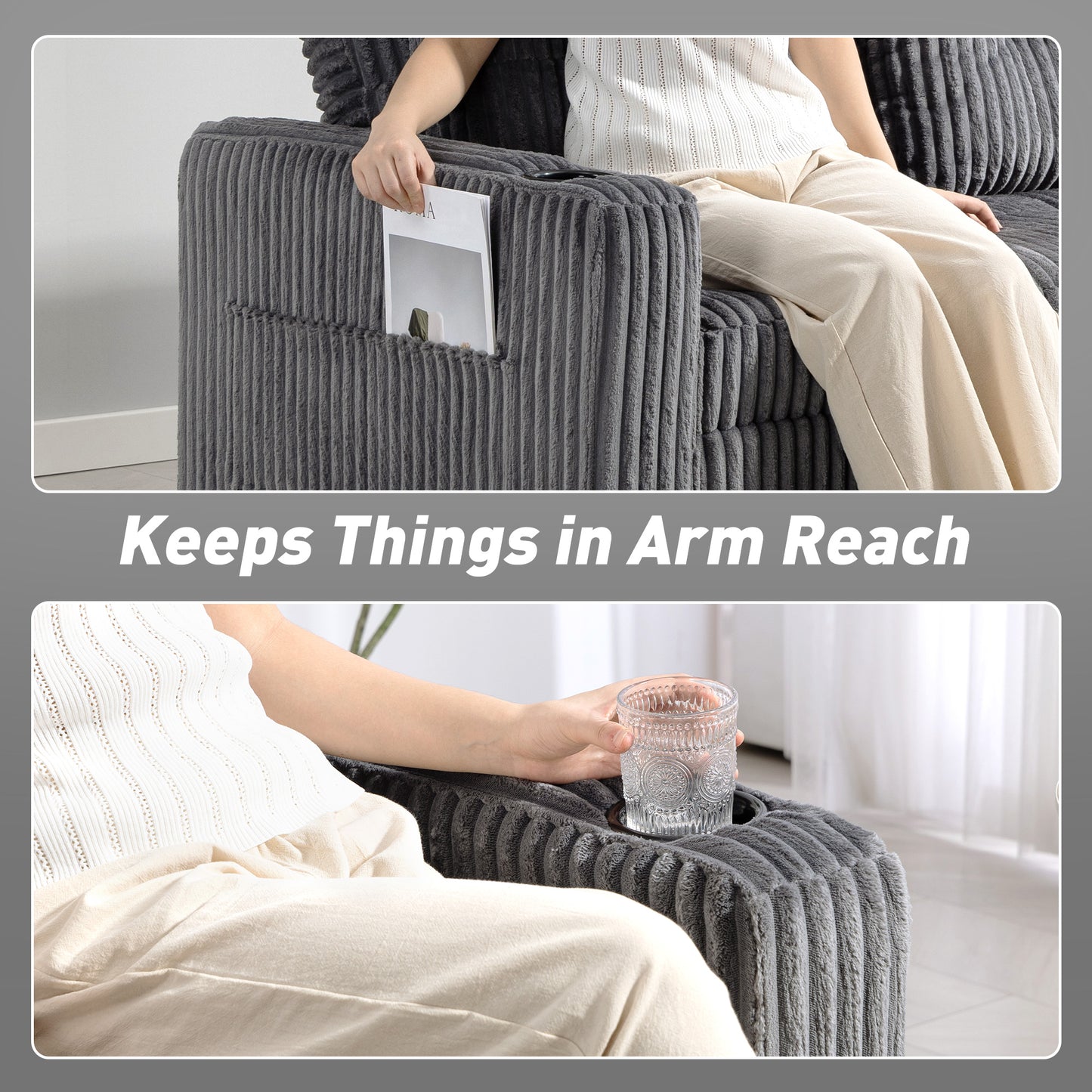 2 Seater Sofa Bed, Click Clack Pull Out Bed Settee, Charcoal Grey