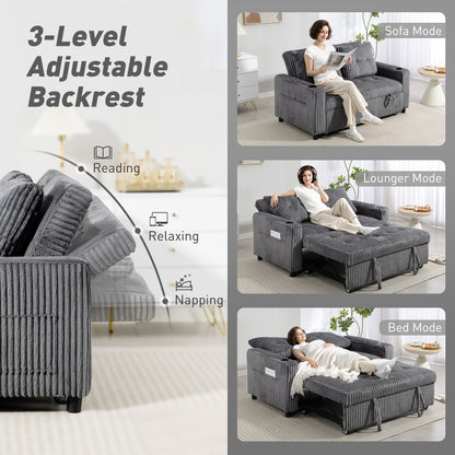 2 Seater Sofa Bed, Click Clack Pull Out Bed Settee, Charcoal Grey
