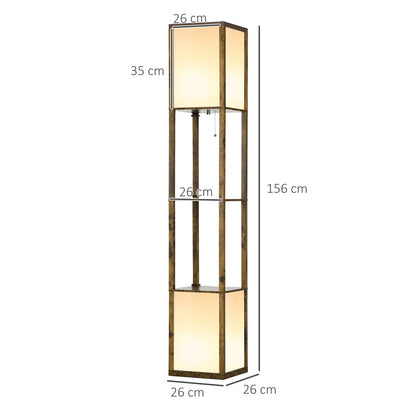 Modern Shelf Floor Lamp with Dual Ambient Light, Standing Lamp Living Room, Bedroom, 156cm, Brown