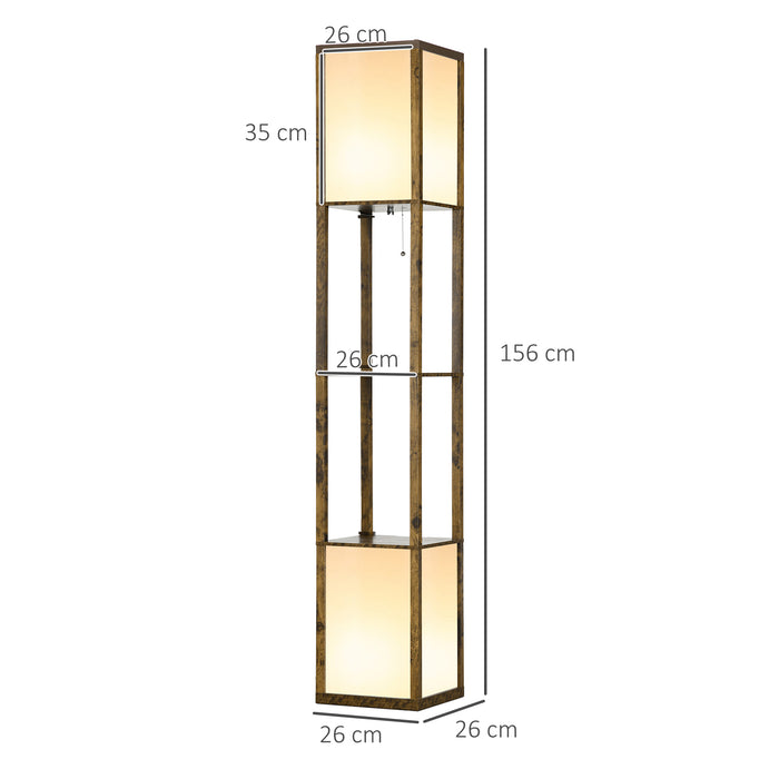 Modern Shelf Floor Lamp with Dual Ambient Light, Standing Lamp Living Room, Bedroom, 156cm, Brown