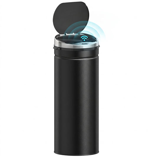 50L Sensor Bin with Quiet Soft-Close Lid, Automatic Touchless Motion Sensor Rubbish Bin with Fingerprint Resistant, Stainless Steel for Hygienic Kitchen, Home Office Use, Black