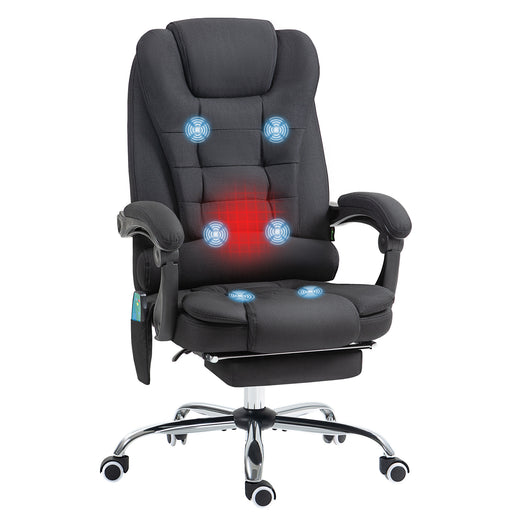 Heated Vibration Massage Office Chair with Footrest,Black