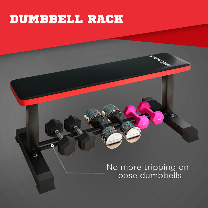 Flat Weight Bench with Dumbbell Rack, 300KG Weight Capacity