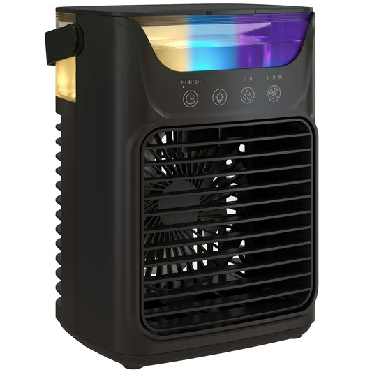 4-in-1 Mini Air Cooler, Portable Air Conditioner for Bedroom, Black